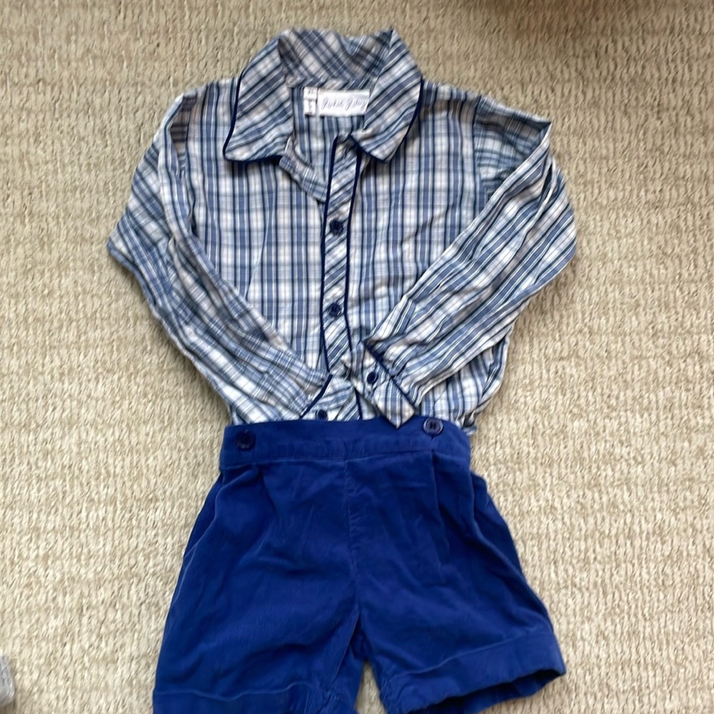 Rachel Riley two piece 2T blue plaid outfit